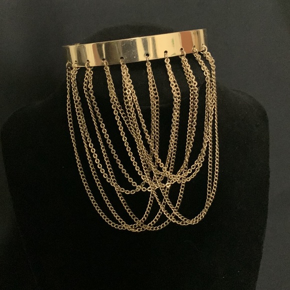 Gold adjustable armband with gold chains - Picture 1 of 6